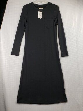 Madewell XXS Black Knit Dress Pocket WT Women Midi J Crew